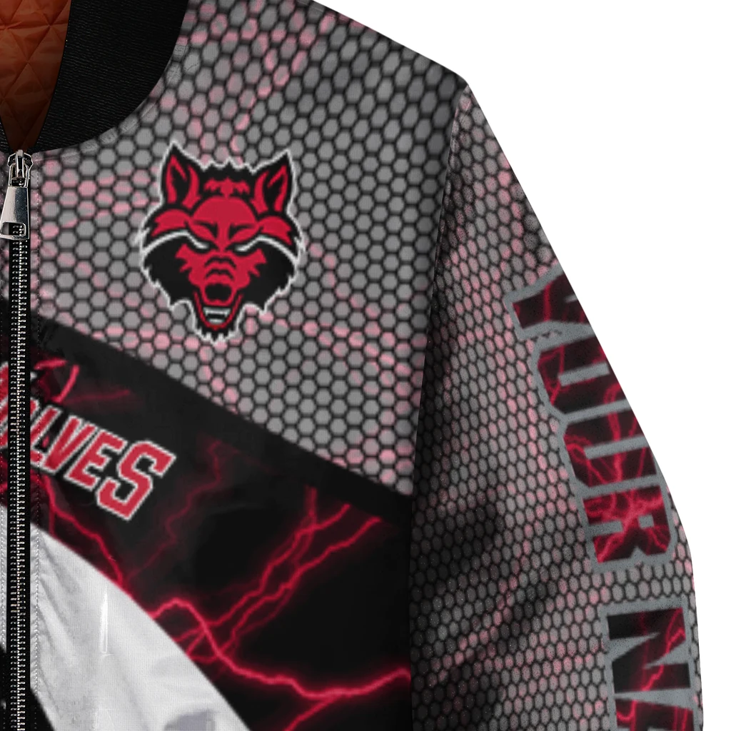 customized arkansas state red wolves electric flash scarlet bomber jacket premium grade customized arkansas state red wolves electric flash scarlet bomber jacket premium grade