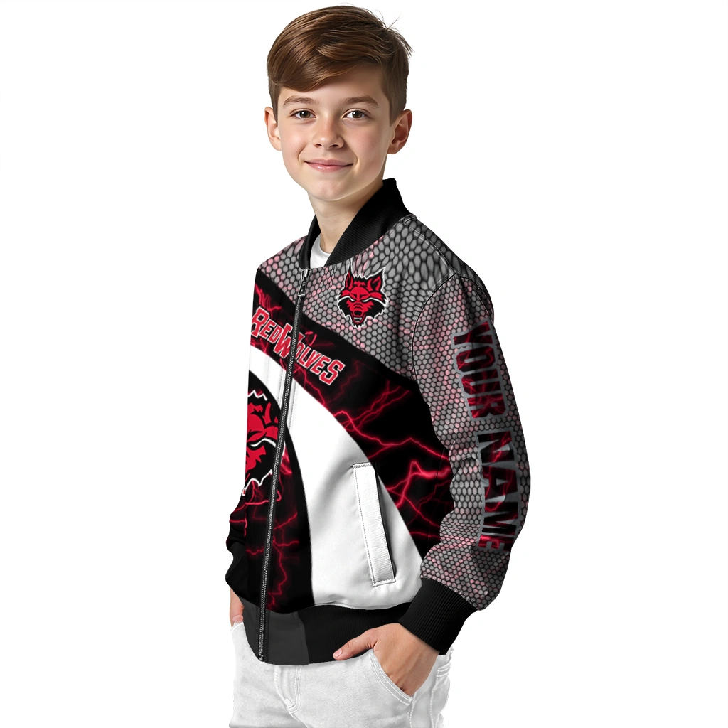 customized arkansas state red wolves electric flash scarlet bomber jacket trendy customized arkansas state red wolves electric flash scarlet bomber jacket trendy