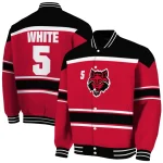 customized arkansas state red wolves stripe statement scarlet black varsity jacket best selling