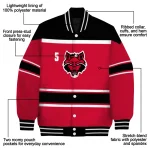 customized arkansas state red wolves stripe statement scarlet black varsity jacket best selling