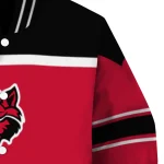 customized arkansas state red wolves stripe statement scarlet black varsity jacket best selling