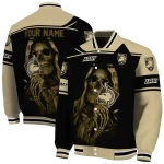 customized army black knights reaper hands gold black varsity jacket best selling