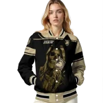 customized army black knights reaper hands gold black varsity jacket best selling