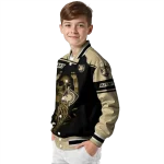 customized army black knights reaper hands gold black varsity jacket best selling