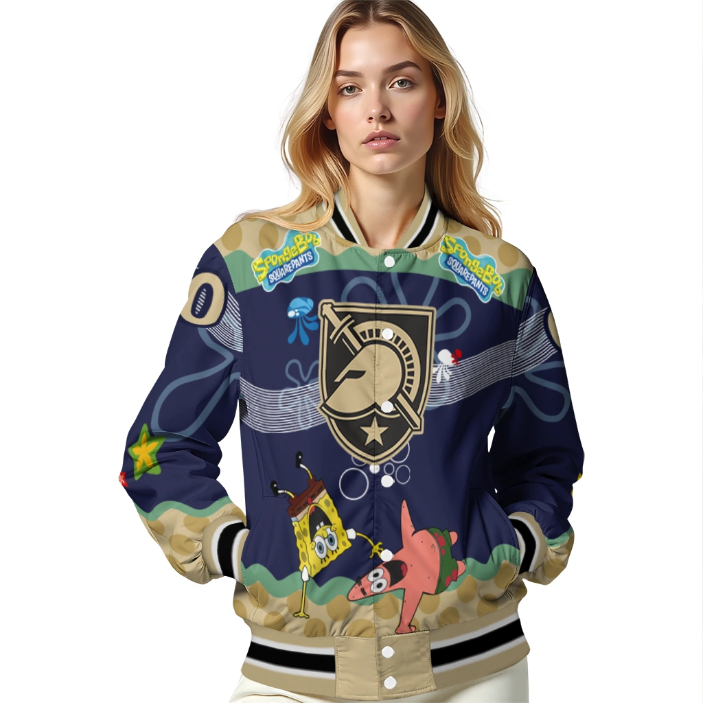 customized army black knights spongebob playtime gold blue varsity jacket latest model customized army black knights spongebob playtime gold blue varsity jacket latest model
