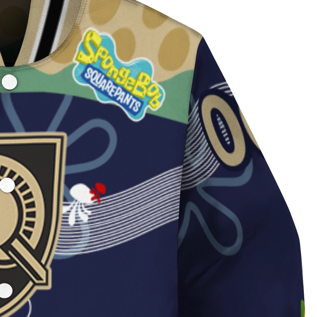 customized army black knights spongebob playtime gold blue varsity jacket premium grade customized army black knights spongebob playtime gold blue varsity jacket premium grade