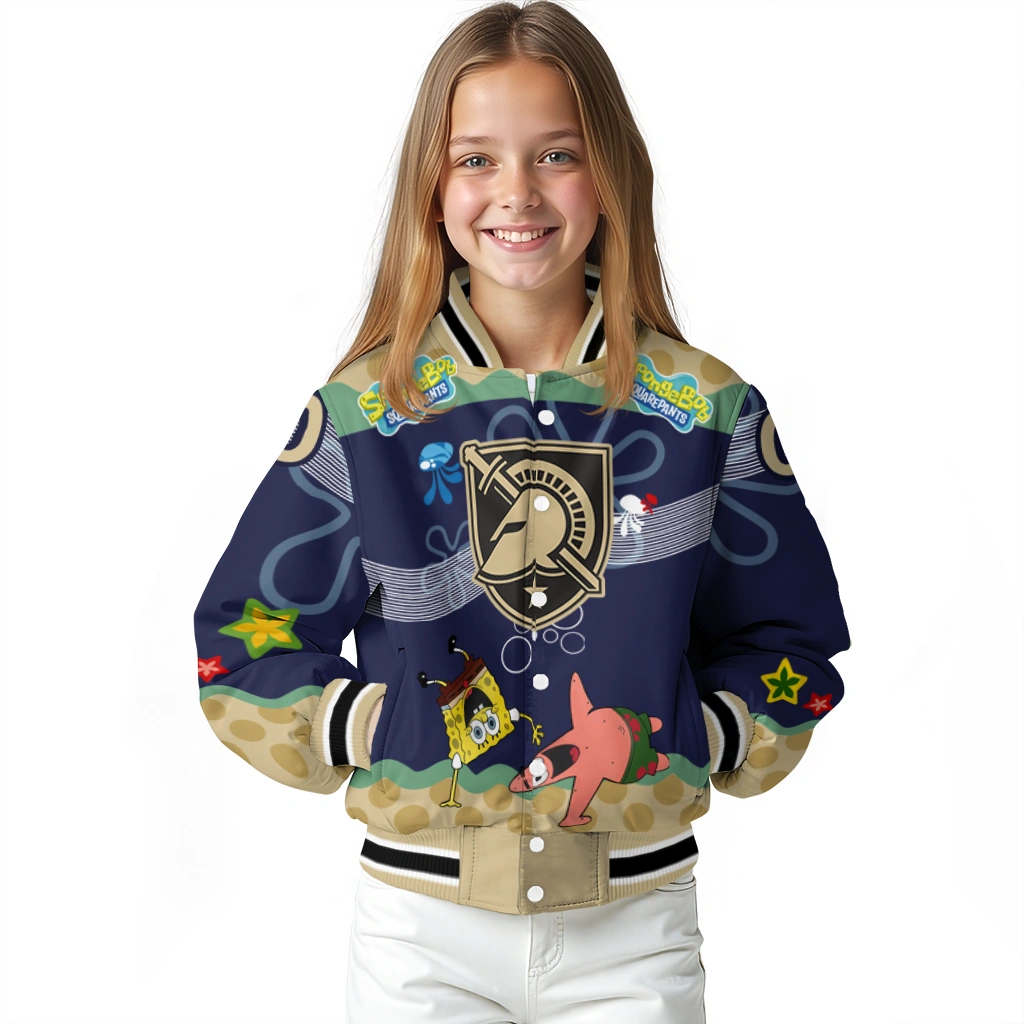 customized army black knights spongebob playtime gold blue varsity jacket top rated customized army black knights spongebob playtime gold blue varsity jacket top rated