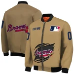 customized atlanta braves claw swipe beige bomber jacket best selling