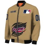 customized atlanta braves claw swipe beige bomber jacket best selling