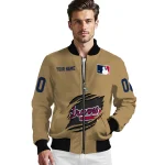 customized atlanta braves claw swipe beige bomber jacket best selling