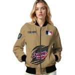customized atlanta braves claw swipe beige bomber jacket best selling