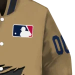 customized atlanta braves claw swipe beige varsity jacket best selling