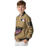 customized atlanta braves claw swipe beige varsity jacket best selling