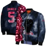 customized atlanta braves skull cluster navy bomber jacket best selling