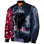 customized atlanta braves skull cluster navy bomber jacket best selling
