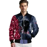 customized atlanta braves skull cluster navy bomber jacket best selling