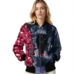 customized atlanta braves skull cluster navy bomber jacket best selling