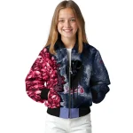 customized atlanta braves skull cluster navy bomber jacket best selling