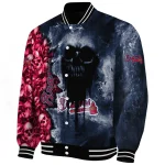 customized atlanta braves skull cluster navy varsity jacket best selling