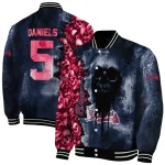 customized atlanta braves skull cluster navy varsity jacket best selling