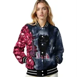 customized atlanta braves skull cluster navy varsity jacket best selling