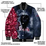 customized atlanta braves skull cluster navy varsity jacket best selling