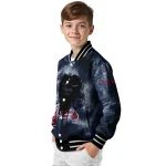customized atlanta braves skull cluster navy varsity jacket best selling