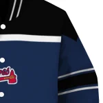 customized atlanta braves stripe statement navy black varsity jacket best selling