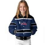 customized atlanta braves stripe statement navy black varsity jacket best selling