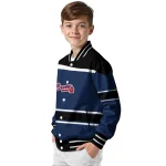 customized atlanta braves stripe statement navy black varsity jacket best selling