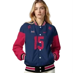 customized atlanta braves team patch navy varsity jacket best selling