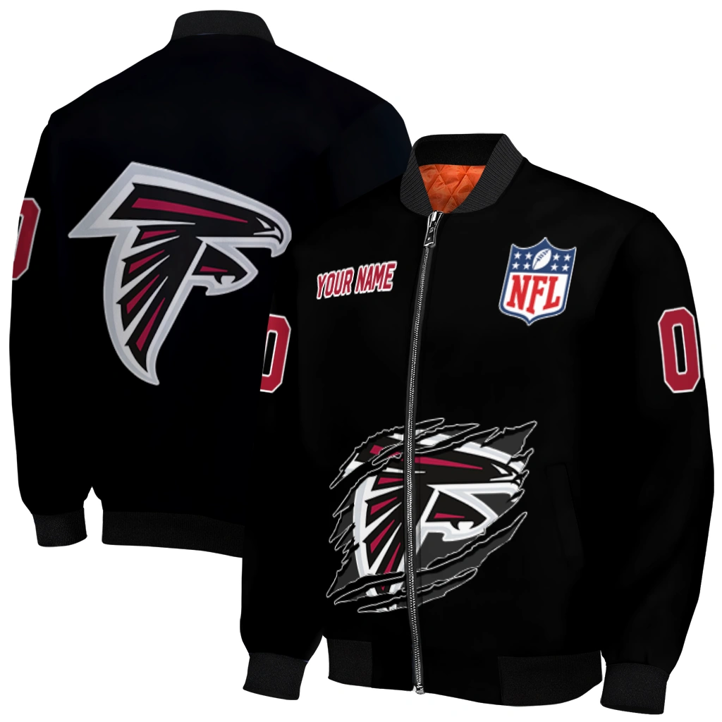 customized atlanta falcons claw scratch black bomber jacket best selling customized atlanta falcons claw scratch black bomber jacket best selling