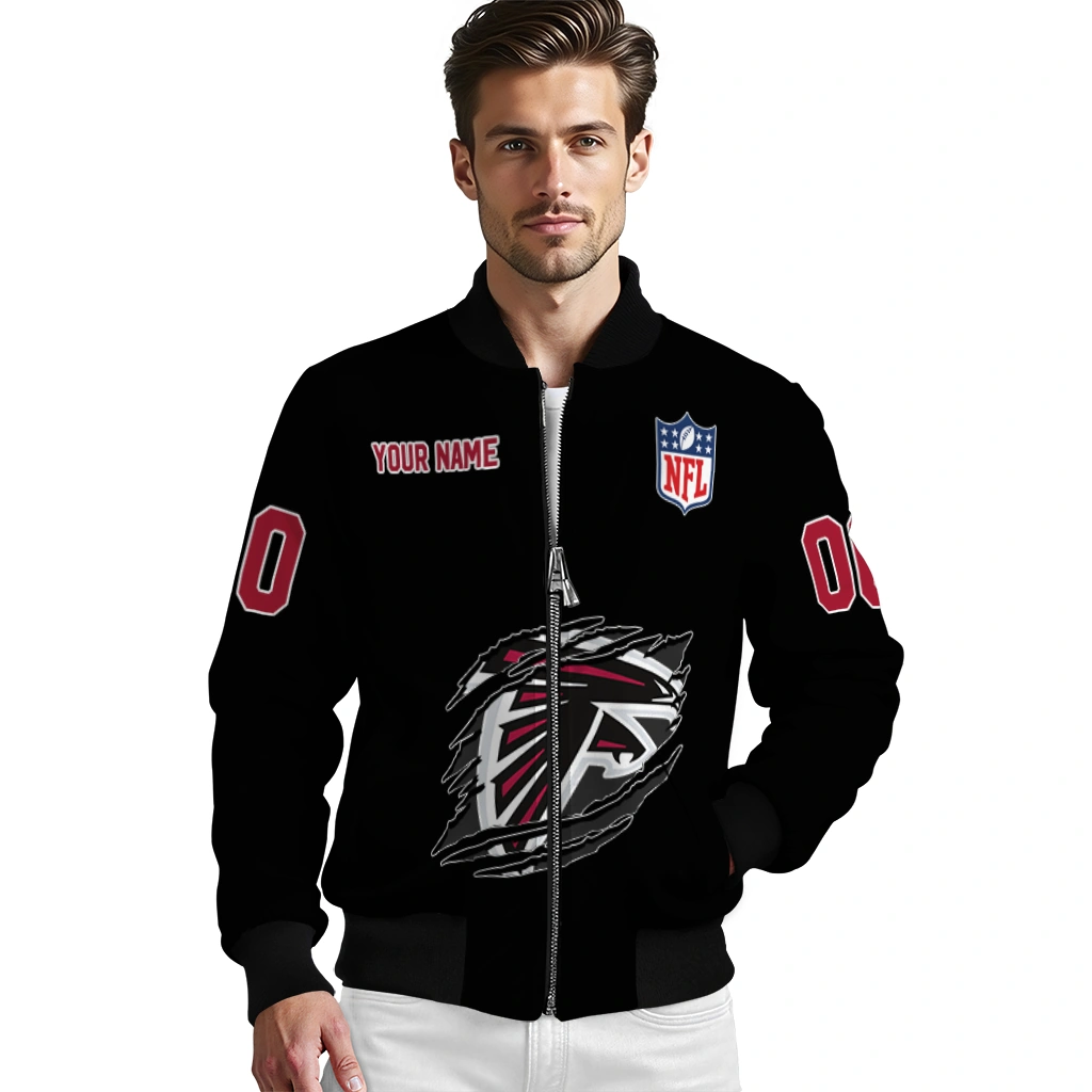 customized atlanta falcons claw scratch black bomber jacket high quality customized atlanta falcons claw scratch black bomber jacket high quality