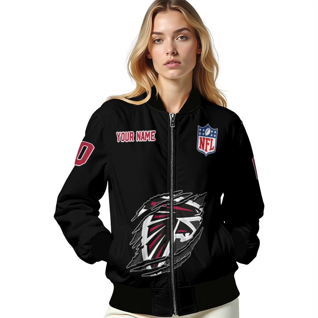 customized atlanta falcons claw scratch black bomber jacket latest model customized atlanta falcons claw scratch black bomber jacket latest model