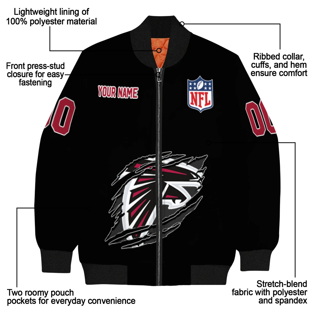 customized atlanta falcons claw scratch black bomber jacket new arrival customized atlanta falcons claw scratch black bomber jacket new arrival