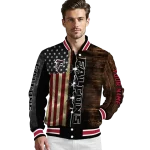 customized atlanta falcons flag wood brown varsity jacket best selling