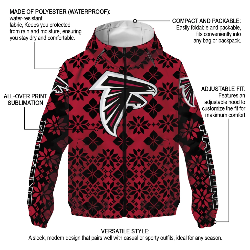 customized atlanta falcons geometric blossom red windbreaker jacket new arrival customized atlanta falcons geometric blossom red windbreaker jacket new arrival