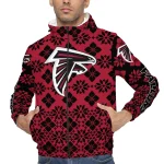 customized atlanta falcons geometric blossom red windbreaker jacket best selling