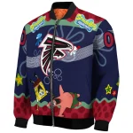 customized atlanta falcons spongebob playtime red blue bomber jacket best selling