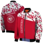 customized atlanta hawks camouflage style red bomber jacket best selling
