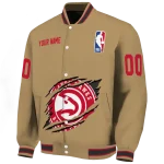 customized atlanta hawks claw opening beige varsity jacket best selling