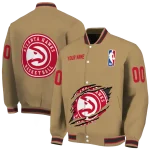 customized atlanta hawks claw opening beige varsity jacket best selling