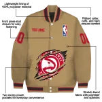 customized atlanta hawks claw opening beige varsity jacket best selling