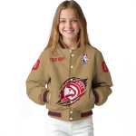 customized atlanta hawks claw opening beige varsity jacket best selling