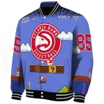 customized atlanta hawks mario blocks blue black varsity jacket best selling
