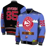 customized atlanta hawks mario blocks blue black varsity jacket best selling