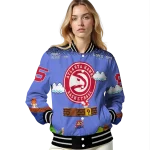 customized atlanta hawks mario blocks blue black varsity jacket best selling