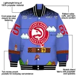 customized atlanta hawks mario blocks blue black varsity jacket best selling