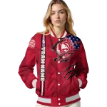 customized atlanta hawks patriotic claw marks red varsity jacket best selling