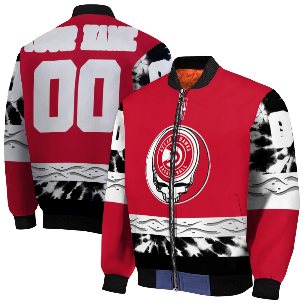 customized atlanta hawks skull emblem red black bomber jacket best selling customized atlanta hawks skull emblem red black bomber jacket best selling